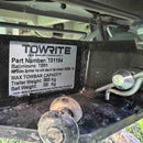 Towrite towing component label on a vehicle's hitch