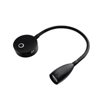 Black flexible neck lamp on a white background