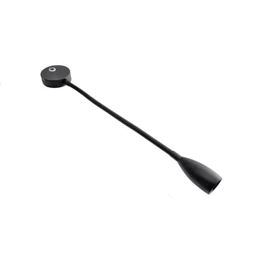 Black flexible neck lamp on a white background