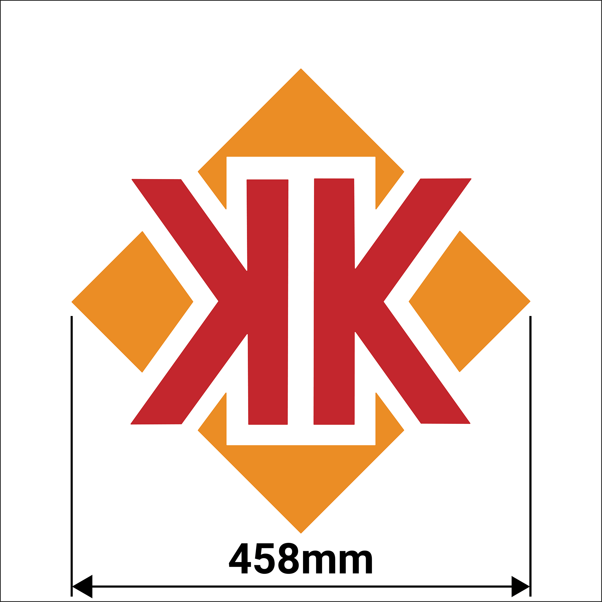 KK Decal - Large 458mm  KK Orange & Red Logo - Vinyl sticker