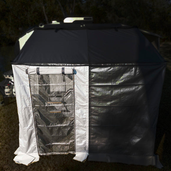 Kwik Awning - Front Wall with roll up door - Karavan